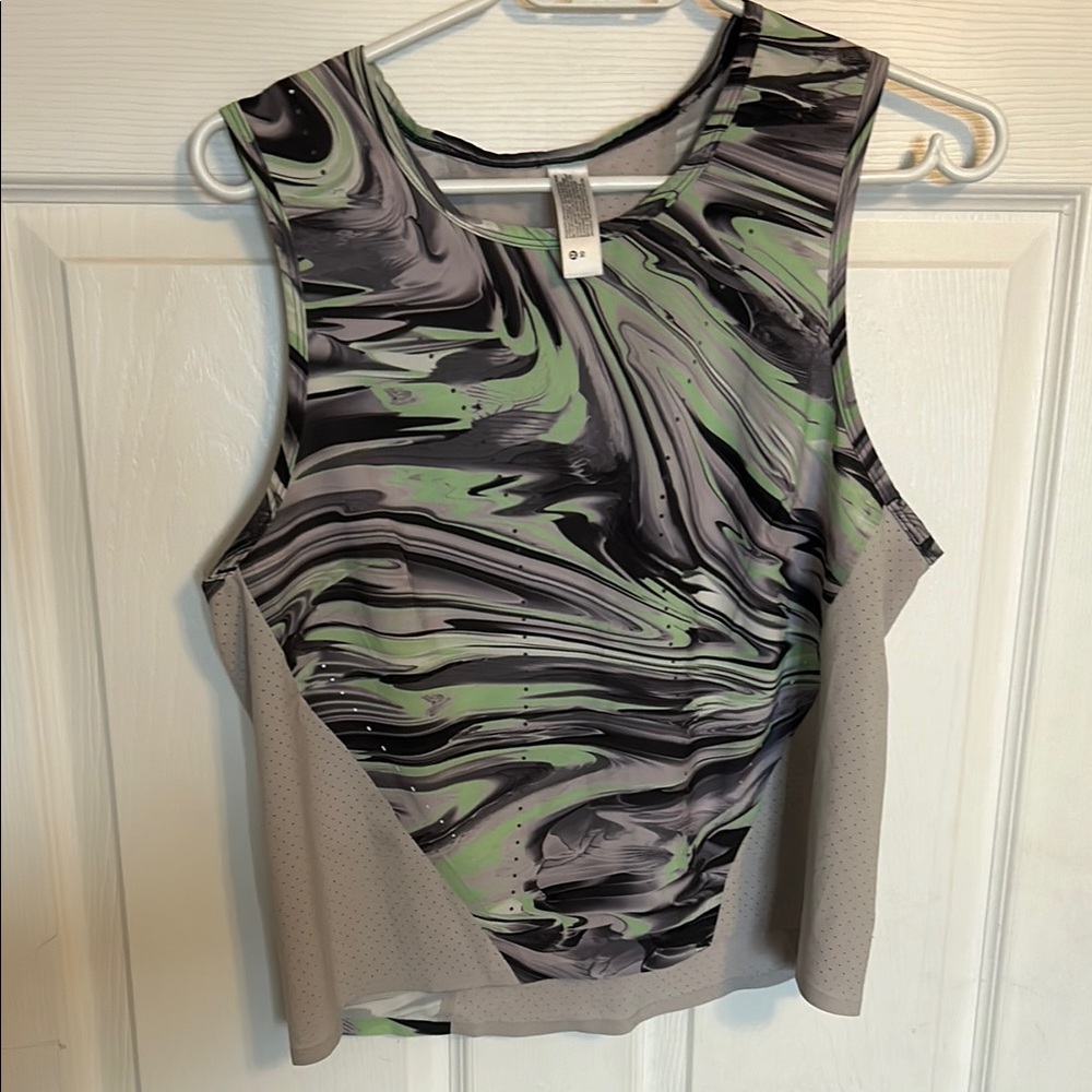 Stylish Women's Sleeveless Top - Green and Gray